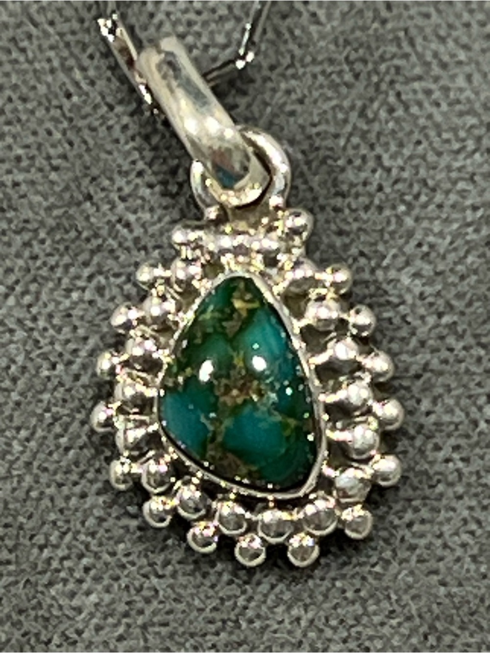 Solid Sterling silver Sonoran Gold Turquoise Pendant & Sterling silver necklace.